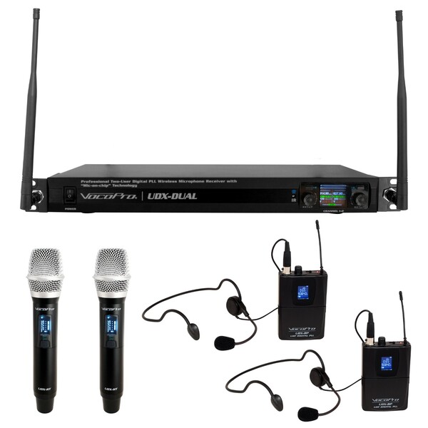 ALL-INCLUSIVE 2-USER PROF DIGITAL PLL WIRELESS SYSTEM BOTH HANDHELD & BODY PACK W/ HEADSET MIC